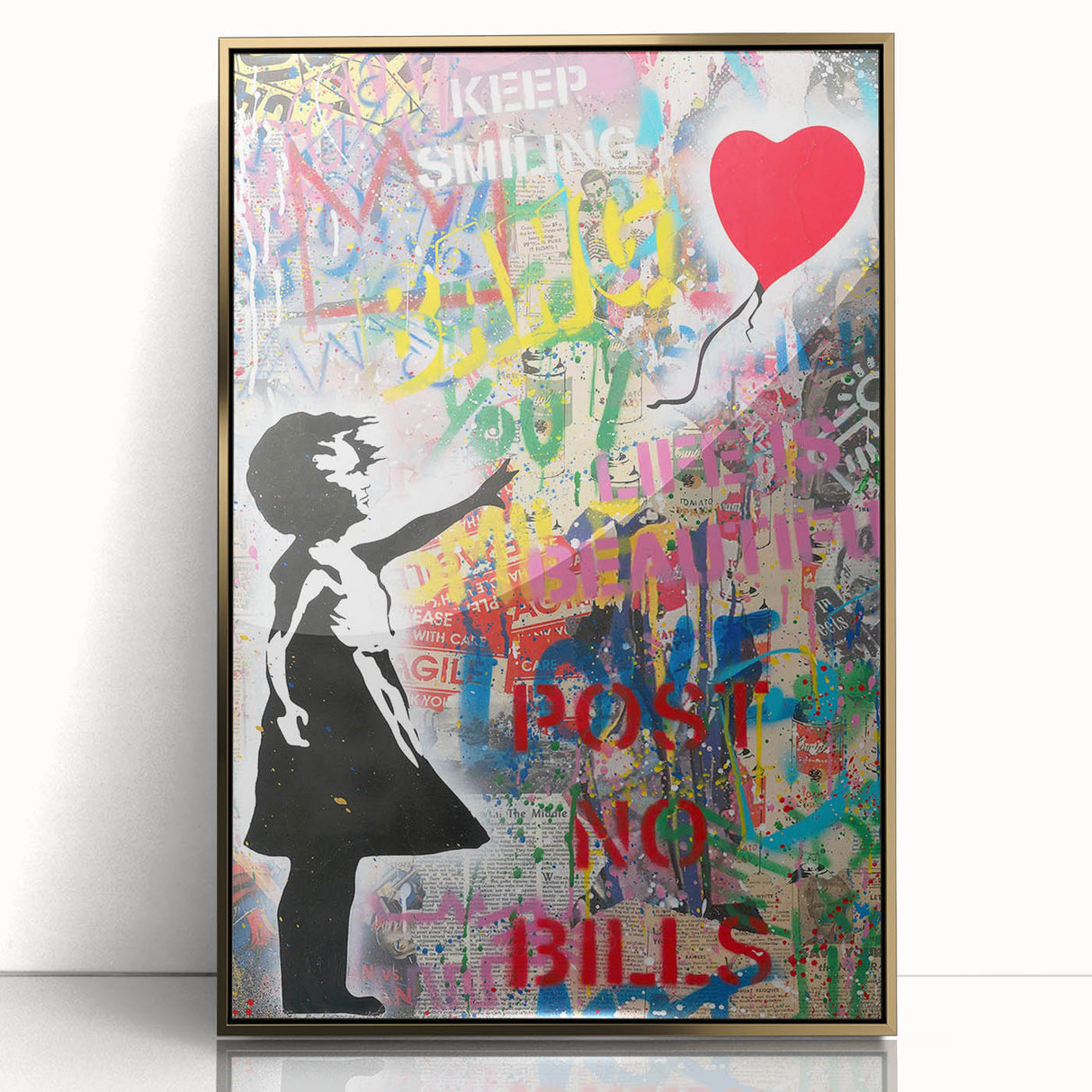 Urban Pop Art Wall Art - Balloon Girl Canvas with Multicolor