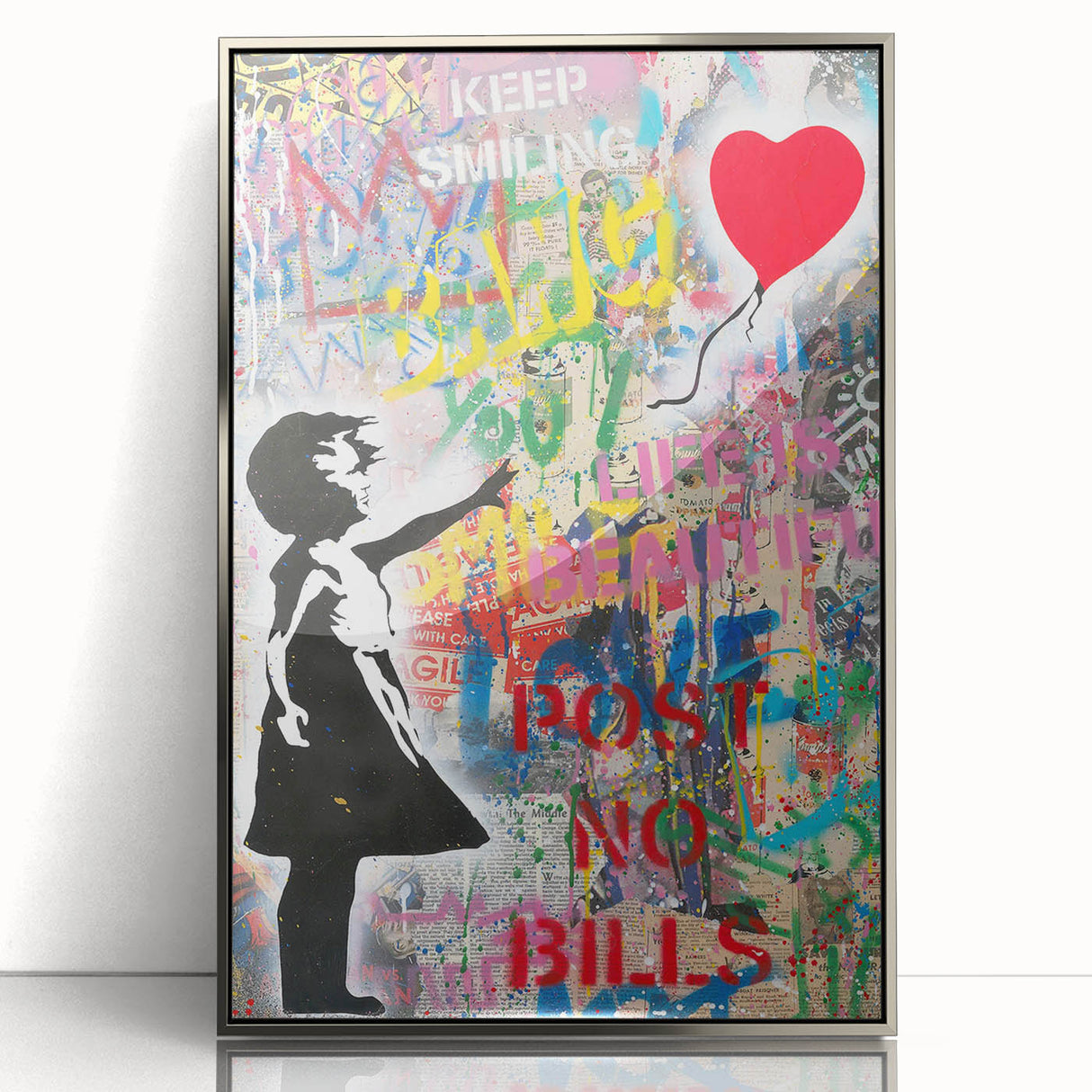 Urban Pop Art Wall Art - Balloon Girl Canvas with Multicolor