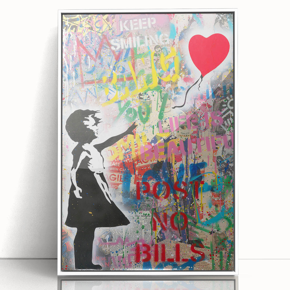 Urban Pop Art Wall Art - Balloon Girl Canvas with Multicolor
