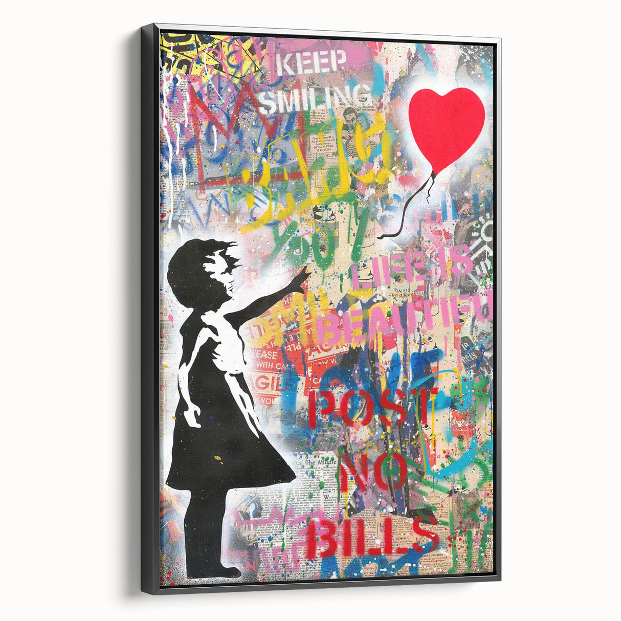 Urban Pop Art Wall Art - Balloon Girl Canvas with Multicolor