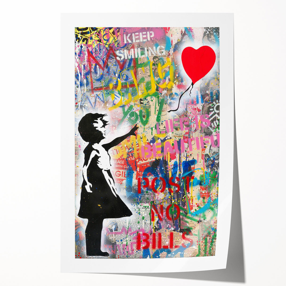 Urban Pop Art Wall Art - Balloon Girl Canvas with Multicolor