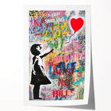 Urban Pop Art Wall Art - Balloon Girl Canvas with Multicolor
