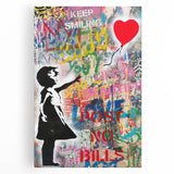 Urban Pop Art Wall Art - Balloon Girl Canvas with Multicolor