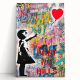 Urban Pop Art Wall Art - Balloon Girl Canvas with Multicolor