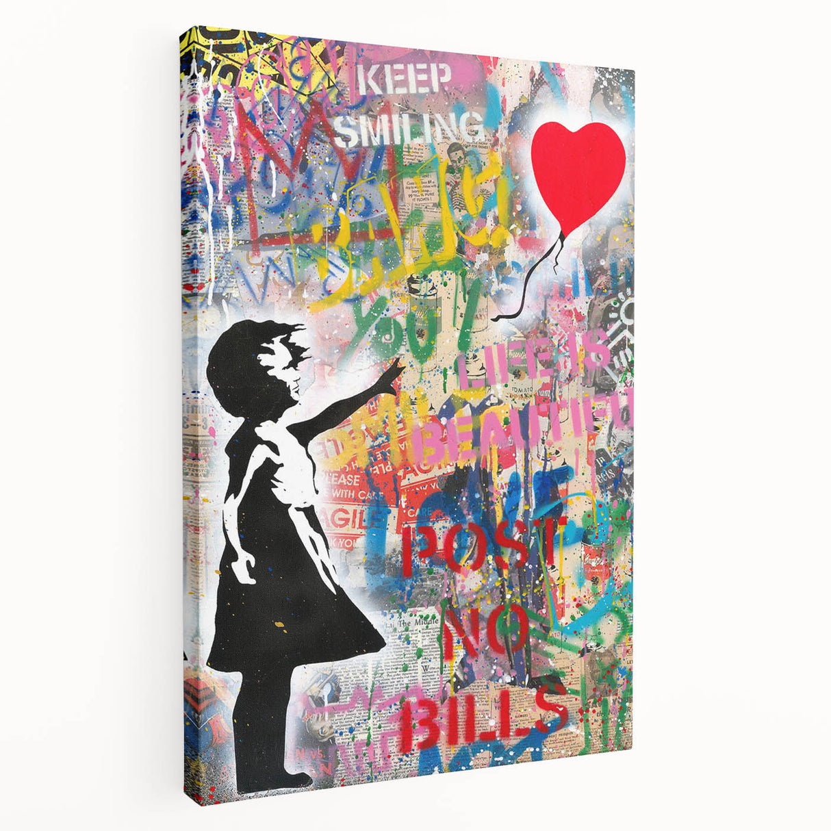 Urban Pop Art Wall Art - Balloon Girl Canvas with Multicolor