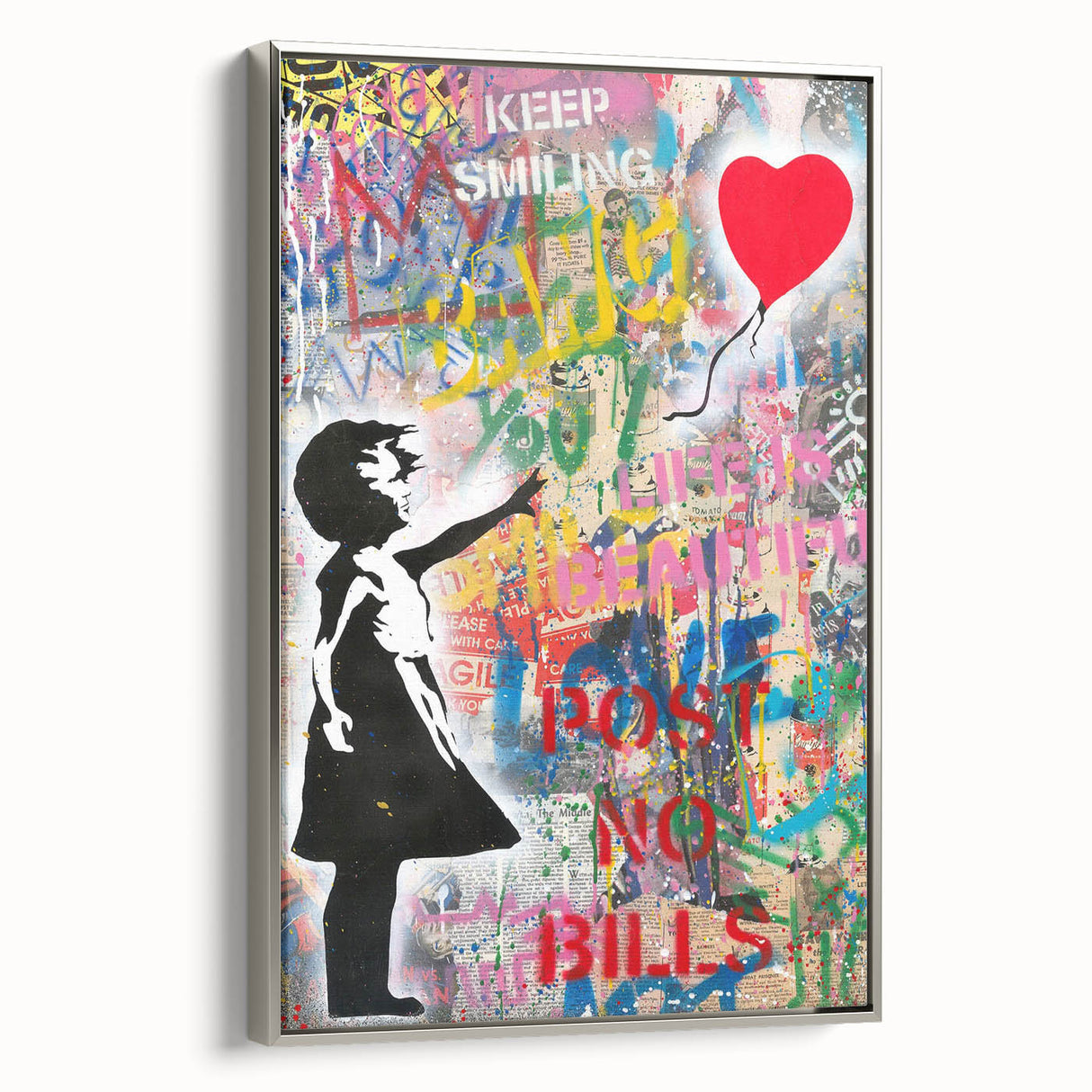 Urban Pop Art Wall Art - Balloon Girl Canvas with Multicolor