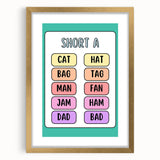 ABC Alphabet Canvas Art – Short A Phonics Learning Print for Kids