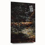 Large abstract wall art in autumn hues on acrylic glass, ideal for bedroom or dining room decor.