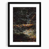 Extra large, textured abstract art print featuring vibrant autumn colors on a black framed canvas.