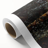 Art deco poster featuring autumn trees in orange and red hues on rolled canvas, ideal for nursery wall art.