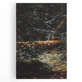 Black and white abstract depiction of autumn trees on a large stretched canvas, suitable for kitchen wall art.