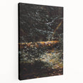 Large canvas depicting an abstract fall scene in warm orange and brown tones, suitable for kitchen wall art.