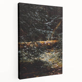 Large canvas depicting an abstract fall scene in warm orange and brown tones, suitable for kitchen wall art.