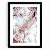 Extra large abstract art print featuring textured, colorful swirls in spring hues, framed in black.