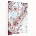 Spring-themed abstract art on stretched canvas featuring soft green and pink tones, ideal for kitchen wall art.