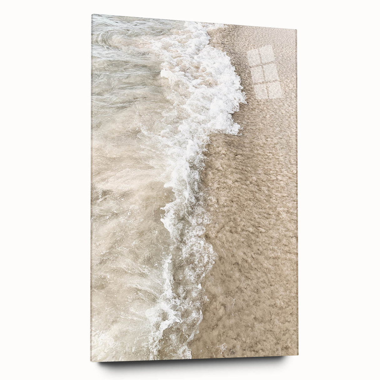 Large abstract wall art on acrylic glass depicting vibrant summer hues, suitable for bedroom or dining room decor.