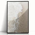 Large abstract wall art of summer season in mid-century modernist style, framed in black acrylic.