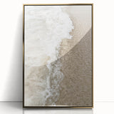 Mid-century modernist summer-themed acrylic print in gold frame, with vibrant colors, ideal for nursery wall decor.