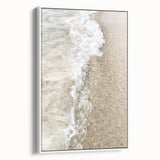 Vintage poster art of a colorful summer scene on a framed canvas, ideal for living room decor.