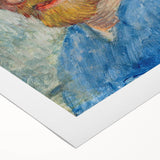 Art deco poster featuring a stylized cityscape in muted gold and blue tones on rolled canvas.