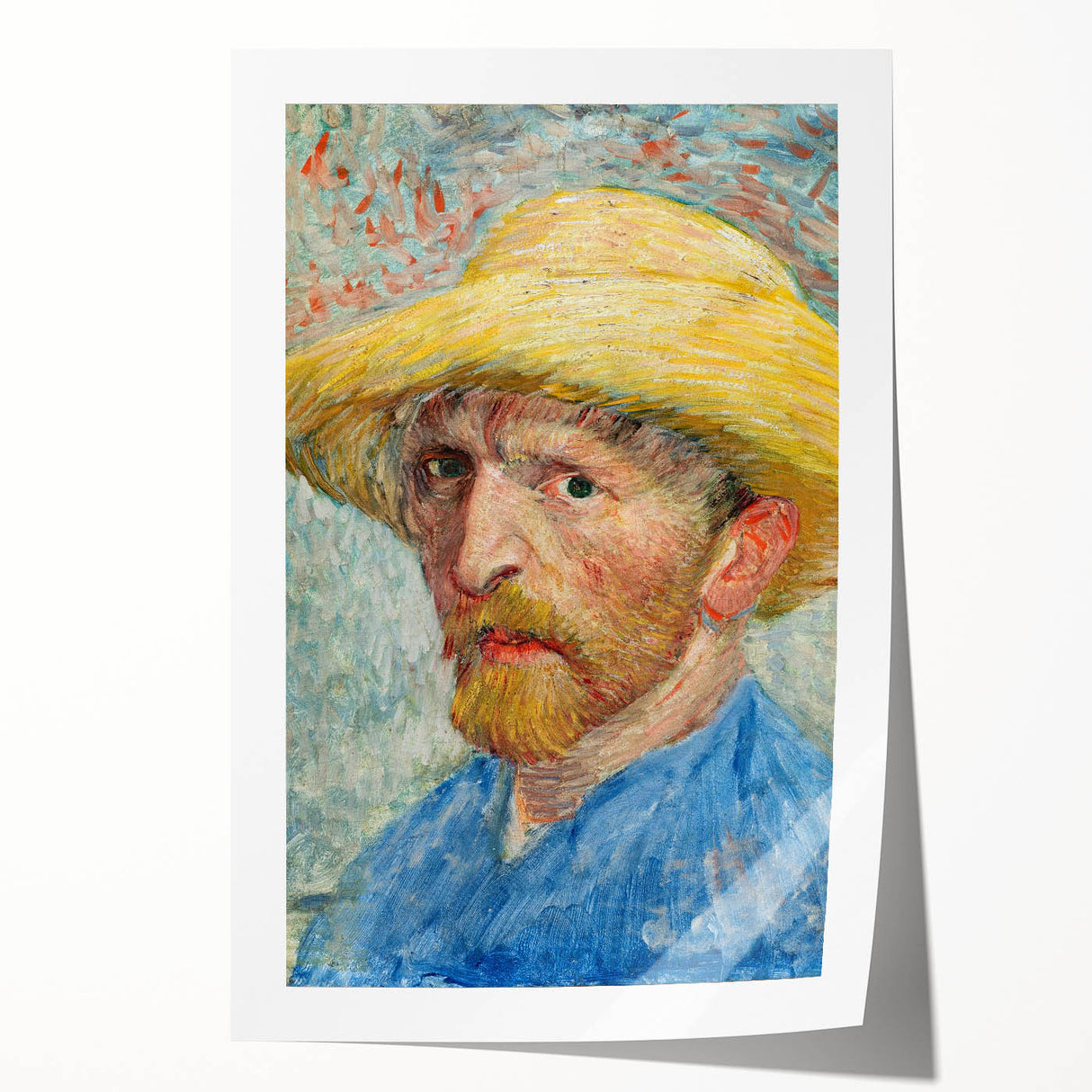 Vincent van Gogh-inspired floral painting on a rolled canvas, featuring vibrant multicolor tones.
