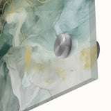 Close-up of abstract strokes wall art on acrylic glass, showcasing vibrant colors and dynamic textures, perfect for modern home decor.