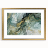 Abstract strokes wall art framed with a gold mat, showcasing vibrant colors and dynamic patterns, perfect for modern home decor and artistic interiors.