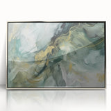 Framed abstract wall art featuring elegant silver strokes on a textured background, perfect for modern home decor, showcasing a sophisticated design aesthetic.