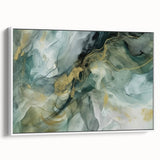 Framed abstract strokes wall art in shades of blue, pink, and white, showcasing a modern design on canvas, ideal for contemporary home decor.