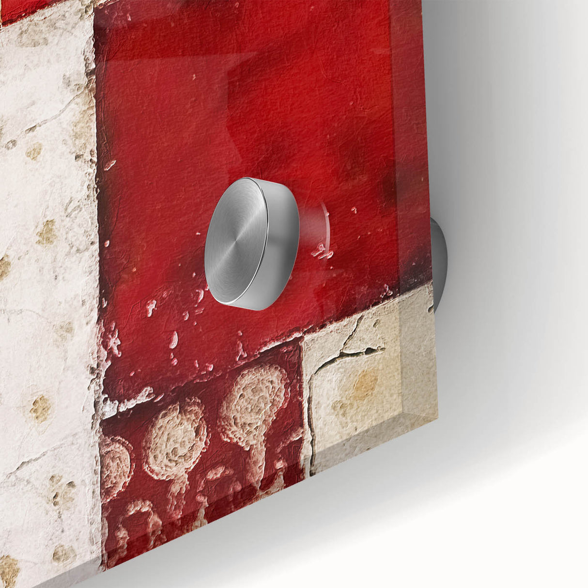 Close-up view of abstract strokes wall art on acrylic glass, showcasing vibrant colors and intricate textures, ideal for modern home decor. Perfect for enhancing contemporary interiors.