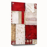 Abstract strokes wall art design printed on acrylic glass, showcasing vibrant colors and dynamic patterns, mounted with pins for a modern display aesthetic.