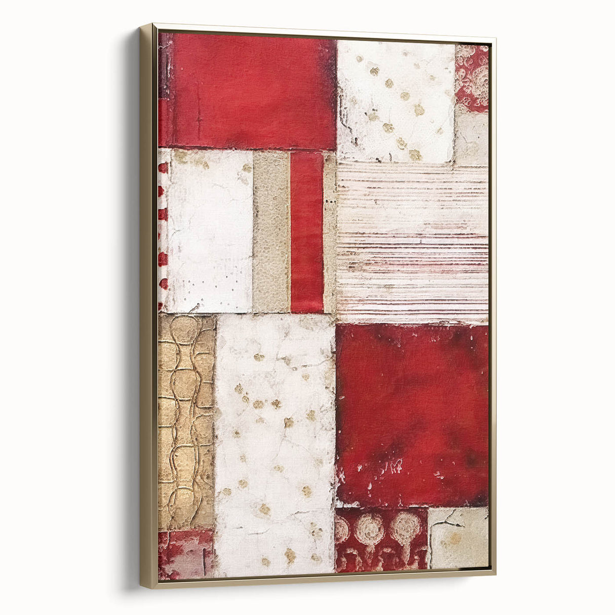 Framed canvas wall art featuring abstract strokes in gold and neutral tones, showcasing a modern aesthetic, ideal for contemporary home decor.