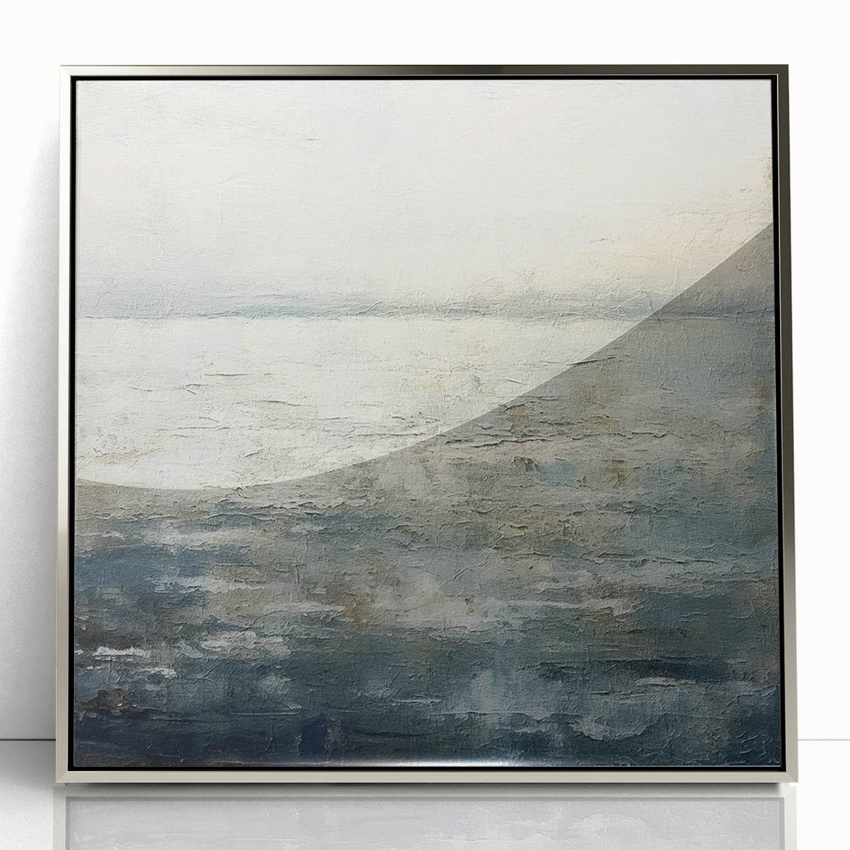 Framed abstract wall art showcasing vibrant silver strokes on a textured background, ideal for modern home decor. Perfect for enhancing contemporary living spaces.
