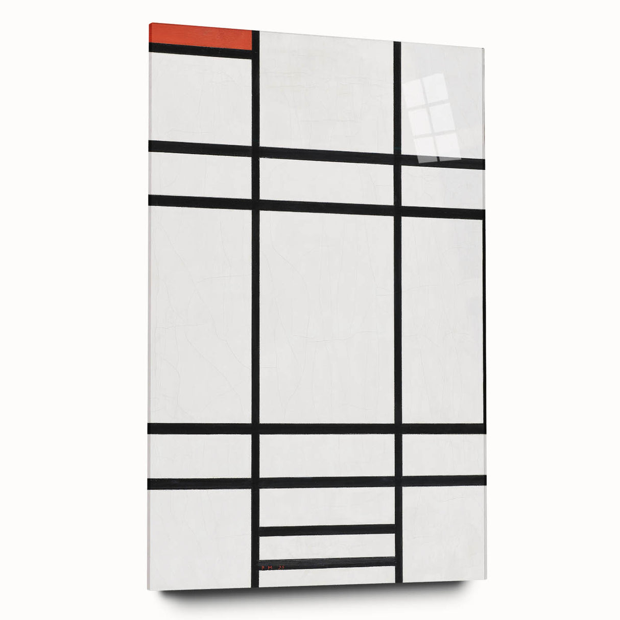 Modern Wall Art: Composition in White, Red, Yellow - Abstract Minimalist