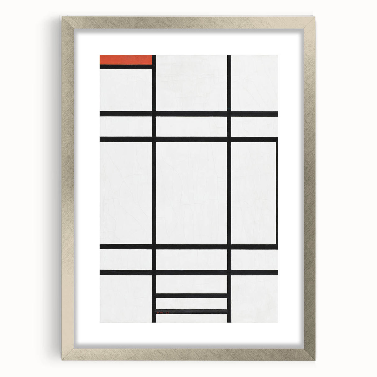 Modern Wall Art: Composition in White, Red, Yellow - Abstract Minimalist
