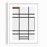 Modern Wall Art: Composition in White, Red, Yellow - Abstract Minimalist