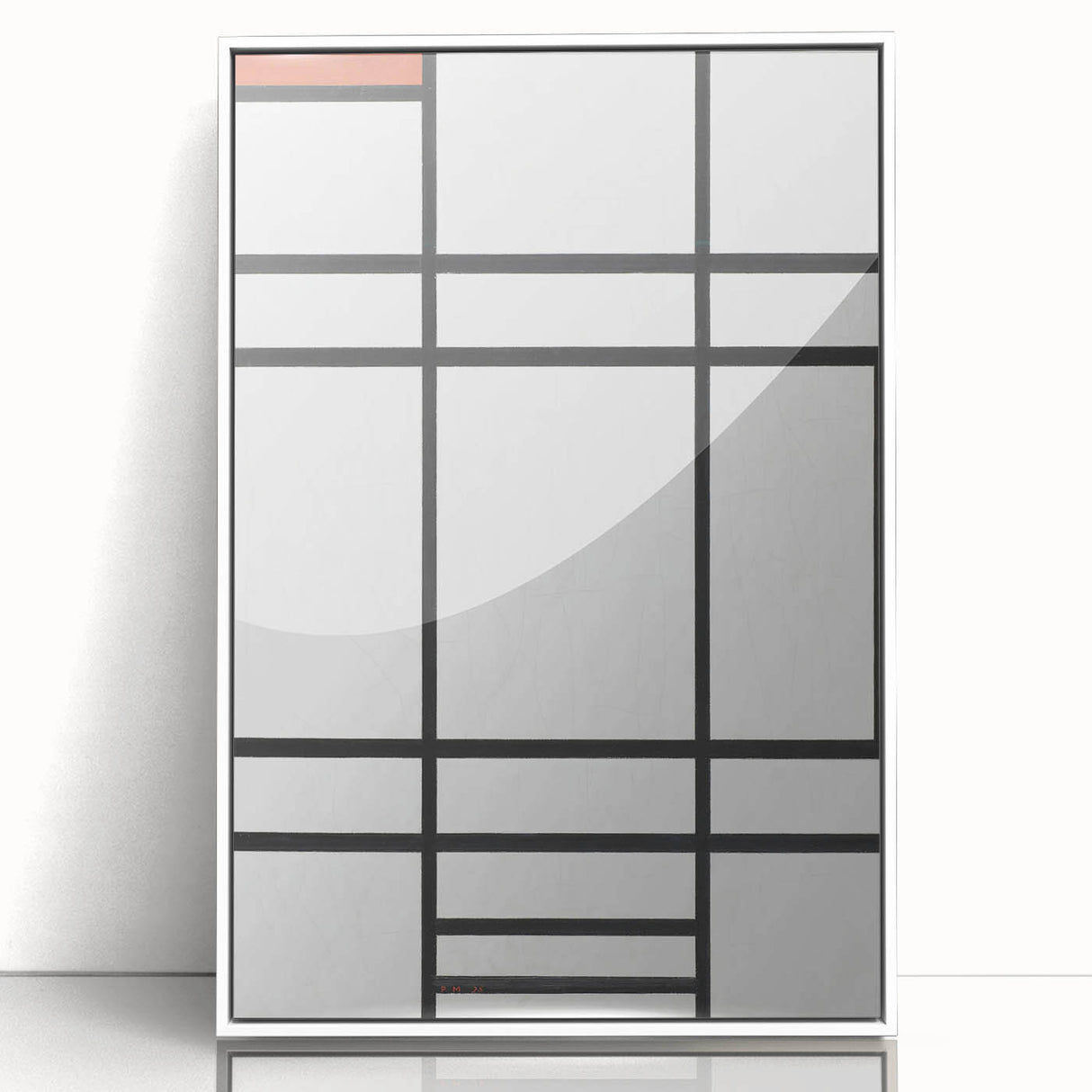Modern Wall Art: Composition in White, Red, Yellow - Abstract Minimalist