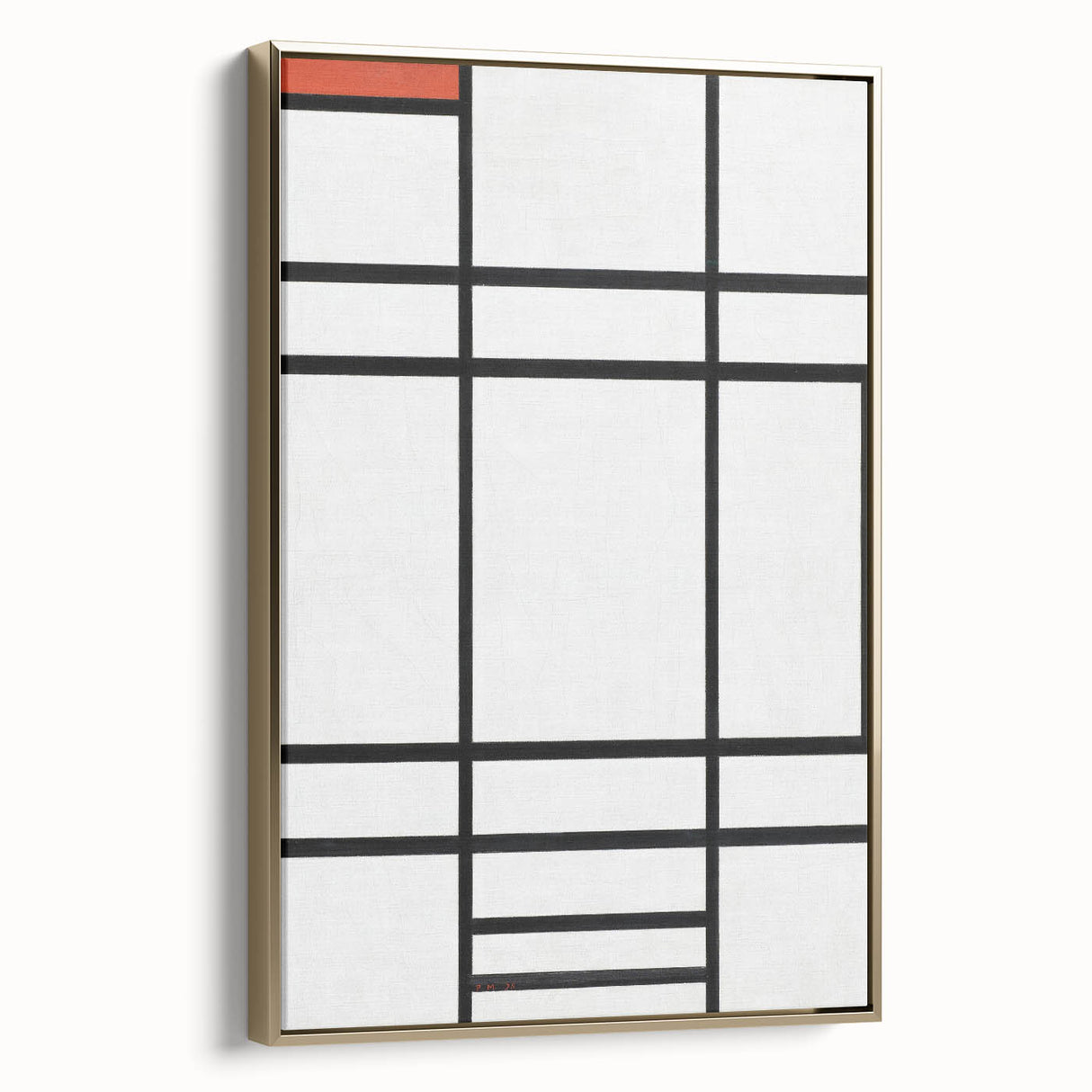 Modern Wall Art: Composition in White, Red, Yellow - Abstract Minimalist