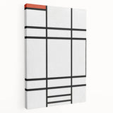 Modern Wall Art: Composition in White, Red, Yellow - Abstract Minimalist