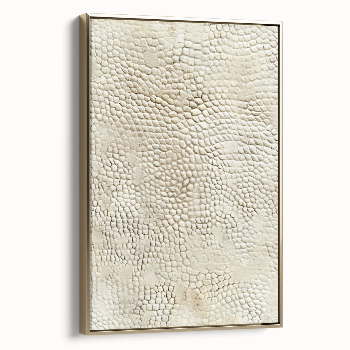 Framed canvas art displaying abstract strokes in gold and black hues, showcasing a modern design with an elegant side view. Perfect for contemporary home decor.