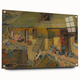 Modern Wall Art - Rustic Peasant Yard | Abstract Modern Art Print for Minimalist Decor