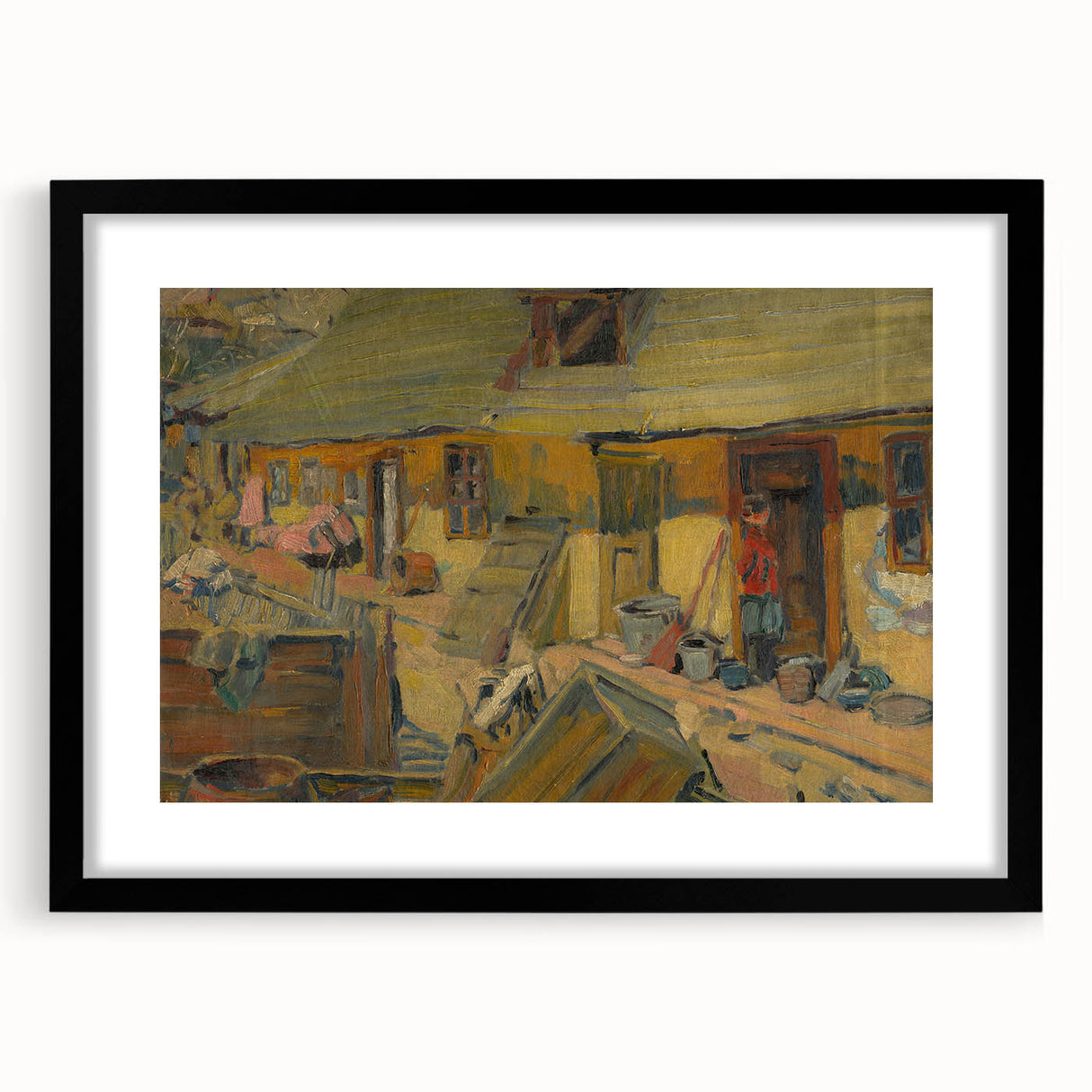 Modern Wall Art - Rustic Peasant Yard | Abstract Modern Art Print for Minimalist Decor