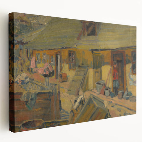 Modern Wall Art - Rustic Peasant Yard | Abstract Modern Art Print for Minimalist Decor