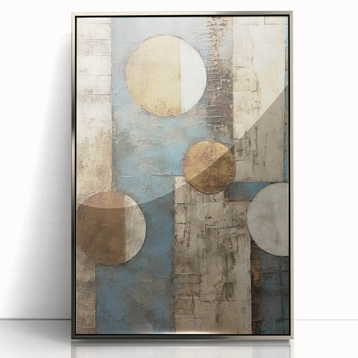 Framed abstract wall art featuring bold silver acrylic strokes on a textured background, designed to enhance modern interiors with a sleek, contemporary aesthetic.