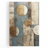 Abstract wall art featuring vibrant strokes in blue, orange, and yellow hues, printed on stretched canvas for modern home decor. Ideal for enhancing interiors.