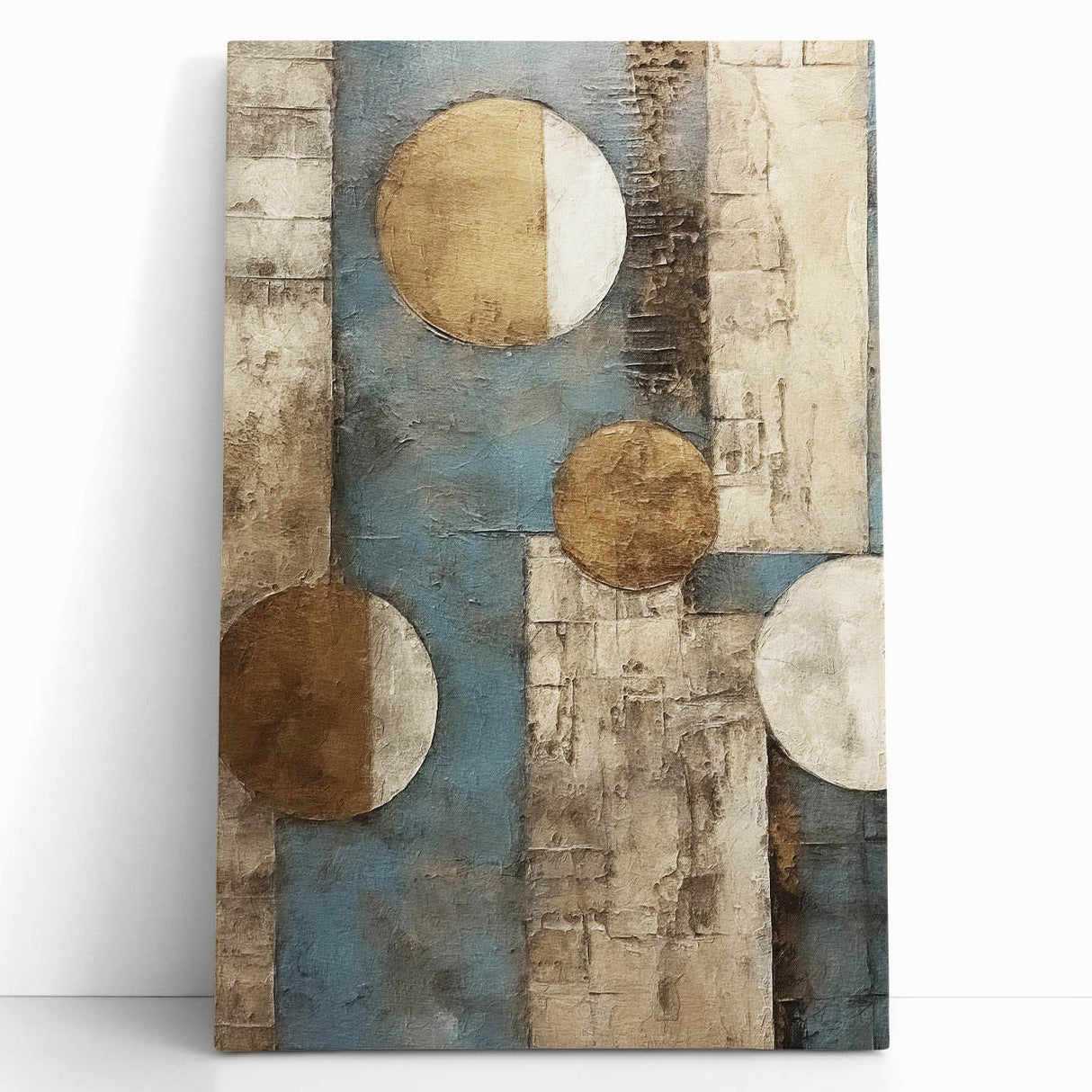 Abstract strokes wall art print on stretched canvas, showcasing vibrant colors and dynamic shapes, perfect for contemporary home decor. Ideal for adding a modern artistic flair to living spaces.