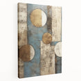 Abstract strokes wall art on stretched canvas showcasing vibrant colors in a modern design, ideal for contemporary home decor. The side view highlights the canvas texture and quality.