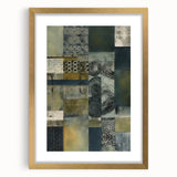 Abstract wall art featuring vibrant, multicolored strokes in gold and teal, elegantly framed with a mat, showcasing a modern decorative style ideal for home interiors.