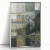 Framed abstract wall art featuring vibrant strokes in shades of blue, orange, and white, showcasing a modern design that enhances contemporary decor.