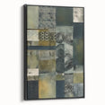 Framed canvas wall art featuring abstract black strokes on a textured background, displayed in a side view that highlights its elegant design and modern aesthetic. Perfect for contemporary home decor.